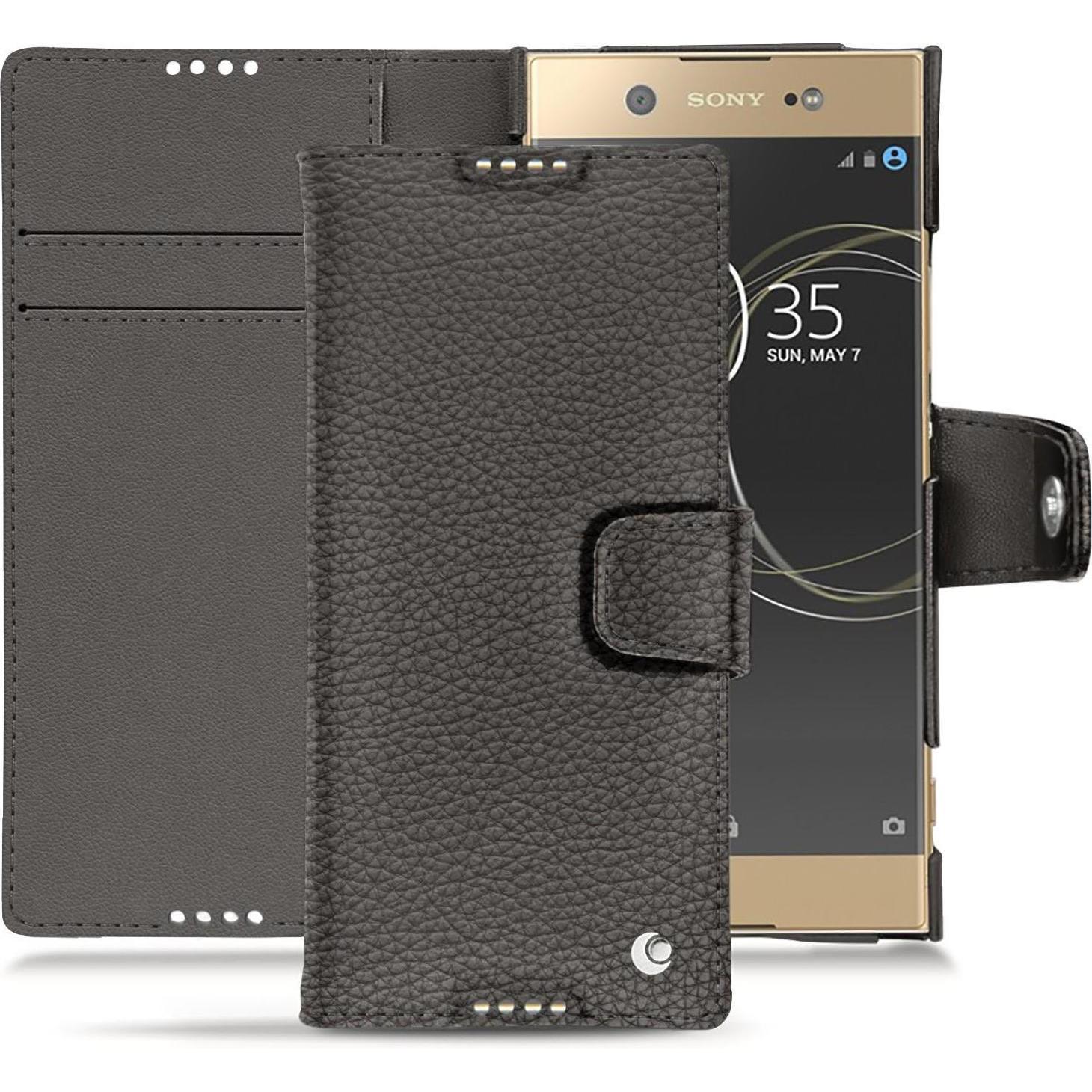 Noreve Lederschutzhülle Wallet (Sony Xperia XA1 Ultra), Smartphone Hülle, Grau