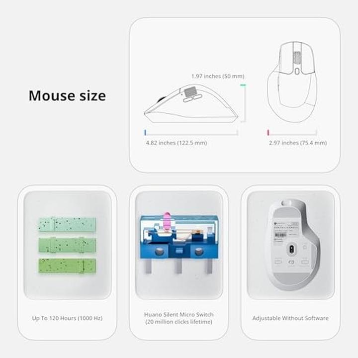 Produktbild Keychron M6 Wireless Mouse 8000 Hz Polling Rate Ultra Silent Micro Switch und Metall-Scrollrad - Weiss (Kabelgebunden, Kabellos)