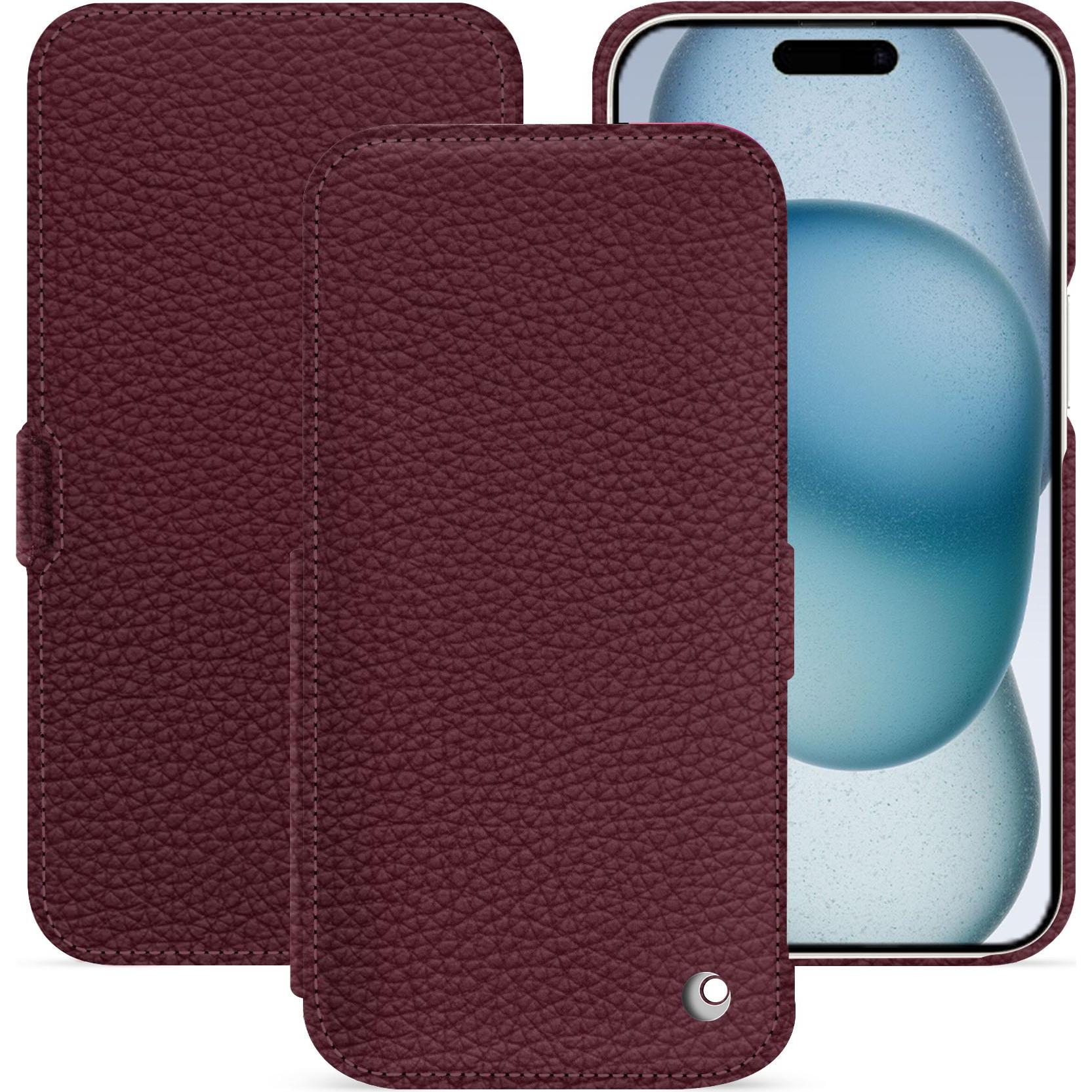 Noreve Lederschutzhülle horizontal (Apple iPhone 15), Smartphone Hülle, Violett