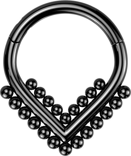 Actual product image Star Piercing Micro segment ring foldable angle black with balls (Titanium, without brass)