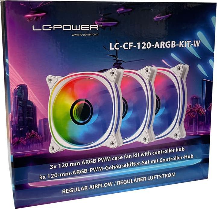 Produktbild LC-Power Geh?usel?fter 3x120mm weiss,ARGB,4Pin PWM (120 mm, 3x)