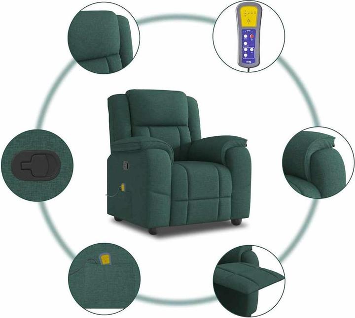 Immagine prodotto vidaXL Poltrona massaggiante Tessuto verde scuro Poltrona massaggiante TV