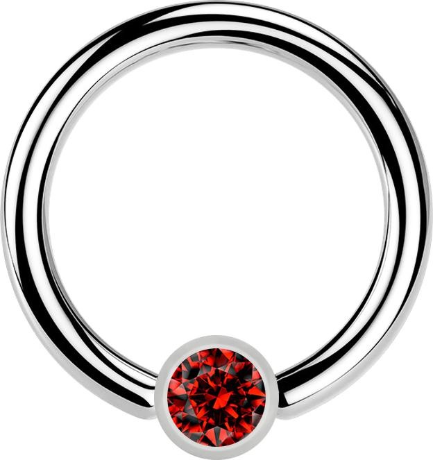 Produktbild Star Piercing Ball Closure Ring silber und Kristall rot (Chirurgenstahl 316L, ohne Messing)