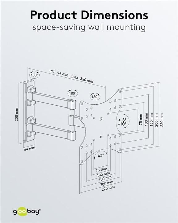 Nährwerte und Zutaten Goobay Basic Fullmotion (Wand, 42", 20 kg)