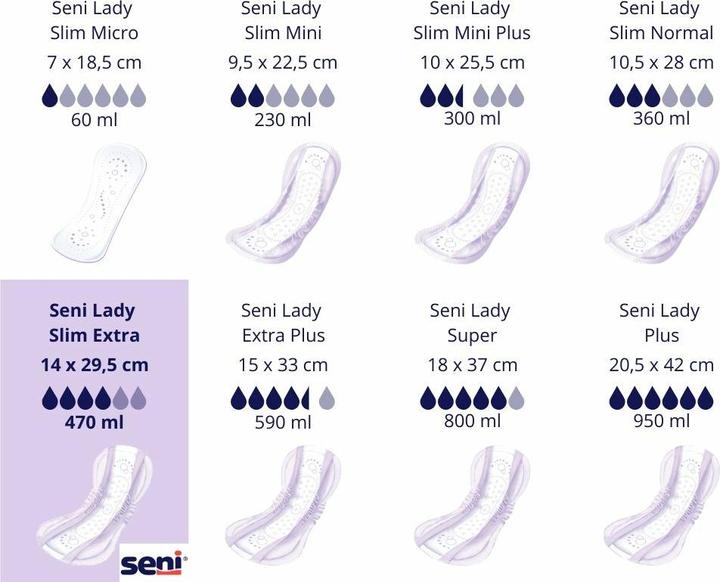 Actual product image Seni Lady Slim Extra Einlage atmungsaktive anatomische 14x29.5cm 4 Tropfen (15 x)