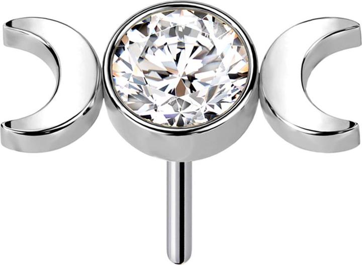Produktbild Star Piercing Threadless silber Kristall silber und zwei Mondsichel (ohne Messing, Titan)