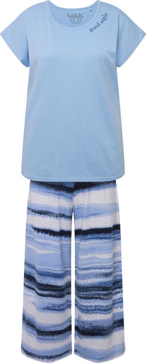 Image du produit Ulla Popken Pyjama à rayures avec broderie, col rond et manches courtes (50, 52)