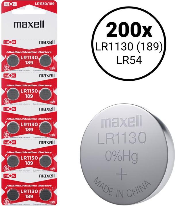 Image du produit Maxell LR1130 (LR54) (200 pcs, AG10, 50 mAh)