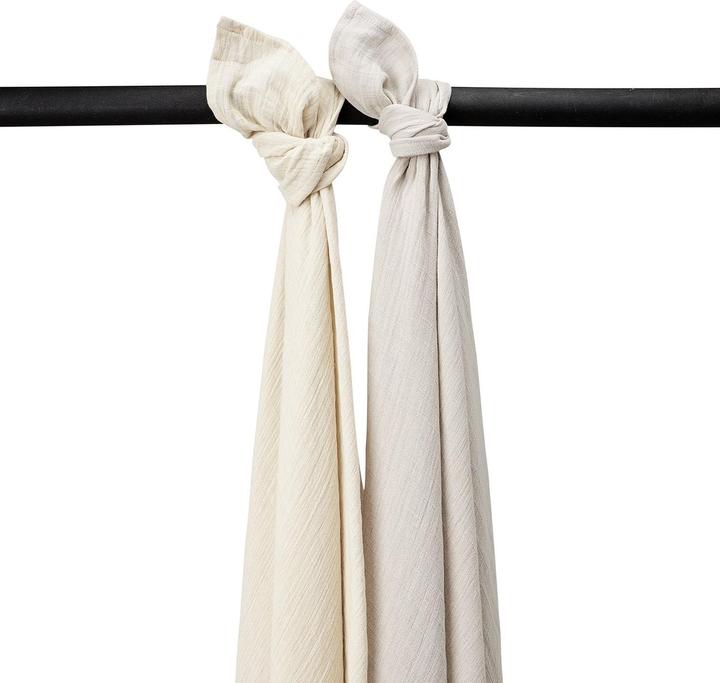 Produktbild Meyco Baby Uni swaddle - 2er pack - pre-washed musselin - soft sand/greige - 120x120cm (120 cm, 120 cm)