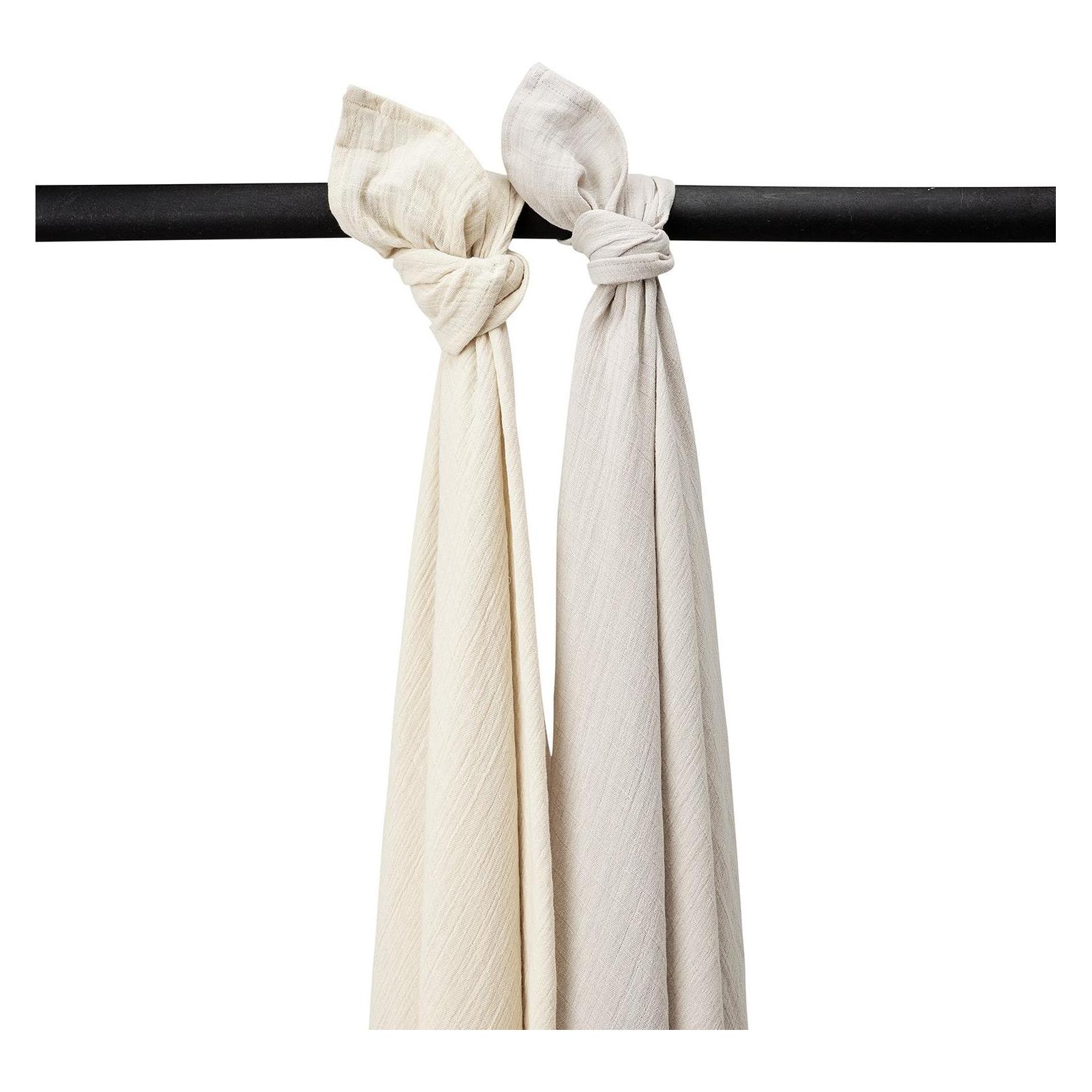 Meyco, Pucktuch + Nuscheli, Baby Uni Swaddle - Pak Van 2 - Voorgewassen Mousseline - Zacht Zand/grijs - 120x120cm (120 cm, 120 cm)