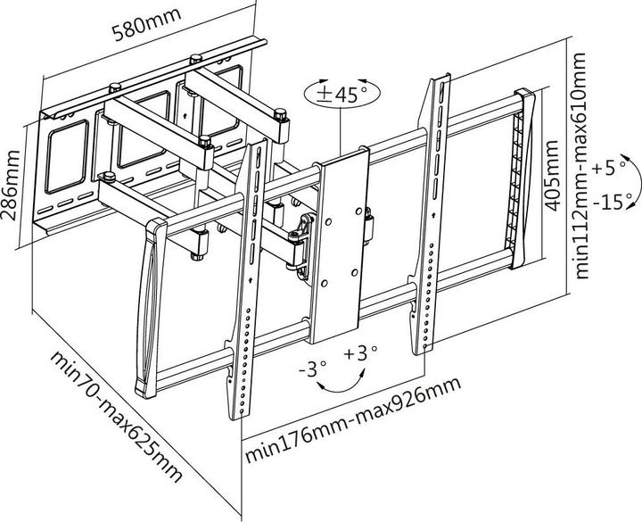 Produktbild Reflecta PLEXO 100-9060T - Klammer für Flachbildschirm - Schwarz - Bildschirmgrösse: 152-2 (Wand, 100", 80 kg)