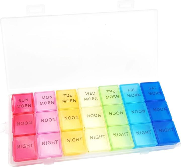 Produktbild Cbx Tablettenbox 7 Tage, Pillendose für eine Woche, Tablettenorganizer mit 21 Fächern