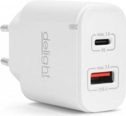 Image du produit Delight USB -Schnellladung 3.0 + Typ C Adapter Weiss (20 W, 1 portion)