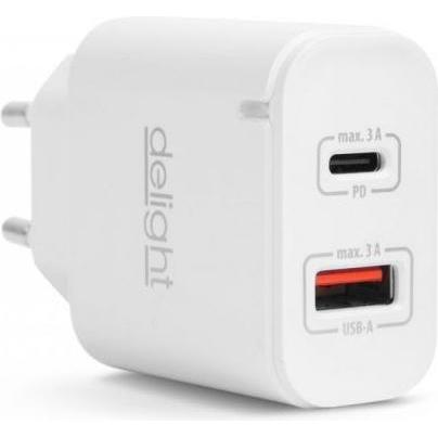Delight USB -Schnellladung 3.0 + Typ C Adapter Weiss (20 W), Caricatore USB, Bianco