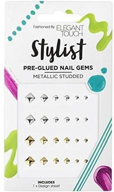 Elegant Touch Nail Stylist with Metallic Studs and Pre-glued Art Gems (Artificial nails)