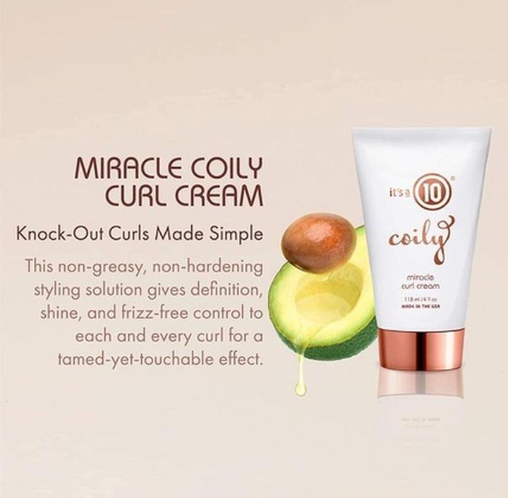 Image du produit It's A 10 Haircare Miracle Coily Curl Cream 4oz (Crème capillaire, 118 ml)
