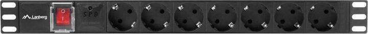 Produktbild Lanberg PDU-07F-0200-BK Stromverteilereinheit (PDU) 7 AC-Ausgänge 1U (7x, CEE 7/3, 2 m)