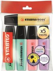 Produktbild STABILO Textmarker BOSS ORIGINAL PASTEL, 5er Ecopack Keilspitze, Strichstärke: 2,0 (Mehrfarbig, 5 mm, 5 x)