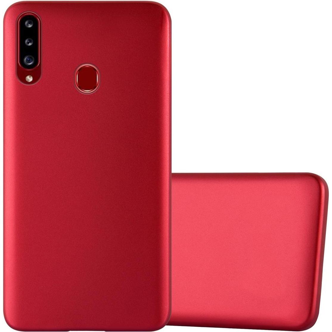 Cadorabo TPU Matt Metallic Cover (Samsung Galaxy A20s), Smartphone Hülle, Rot