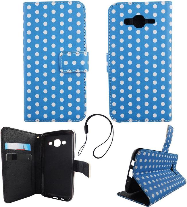 Produktbild König Design Schutz Hülle für Samsung Galaxy J5 2015 Polka Dot Blau Tasche Cover Book Style (Samsung Galaxy J5 (2015))