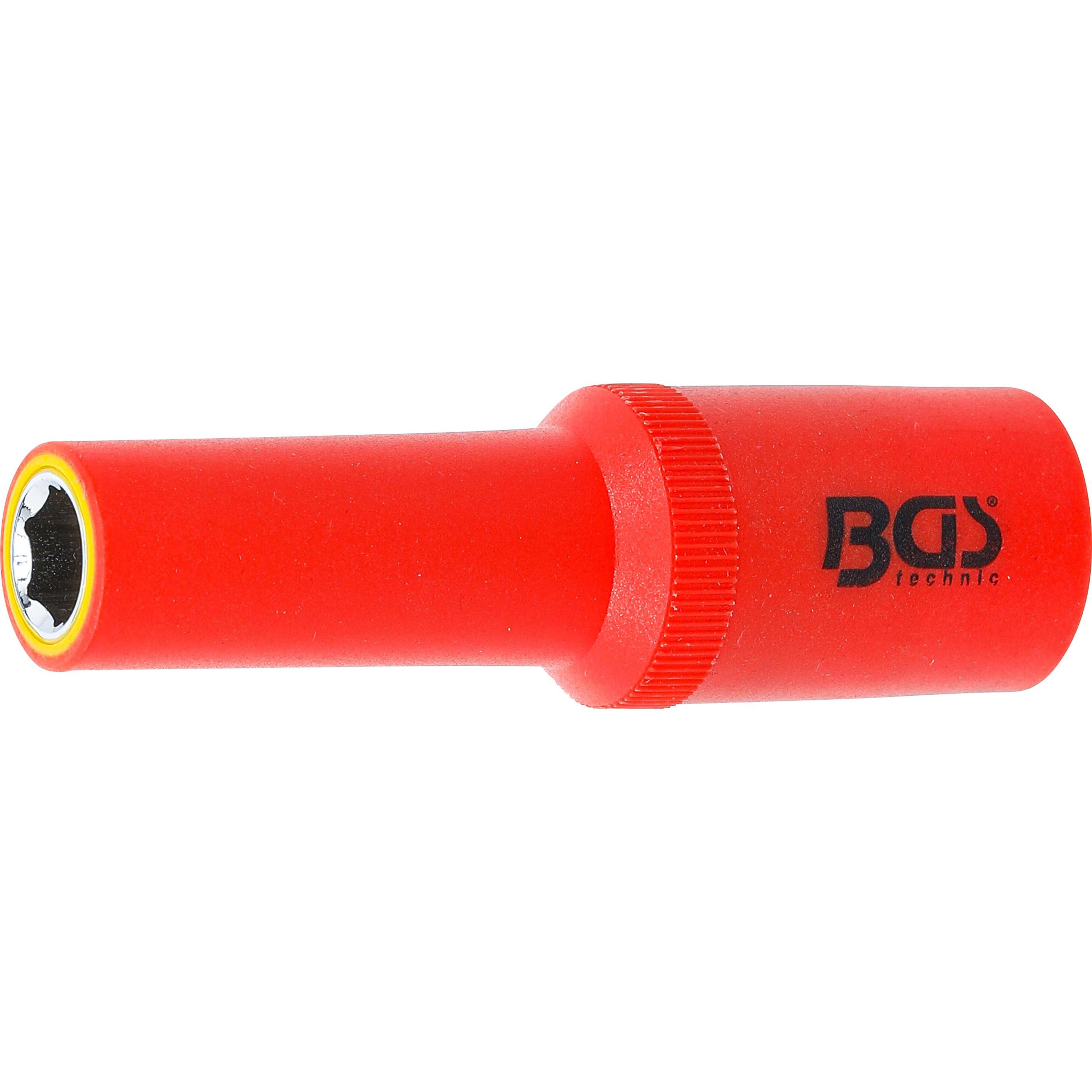 BGS, Steckschlüssel + Stecknuss, VDE-Steckschlüssel-Einsatz Sechskant Antrieb Innenvierkant 12,5 mm (1/2") SW 10 mm (10 ...