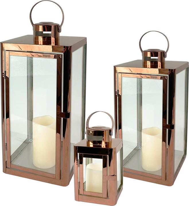 Actual product image Mojawo Set of 3 luxury lanterns / garden lanterns stainless steel copper coloured