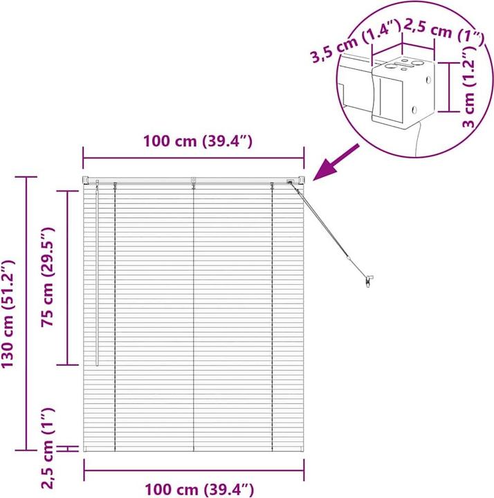 Produktbild vidaXL Balkenjalousien (130 x 100 cm)
