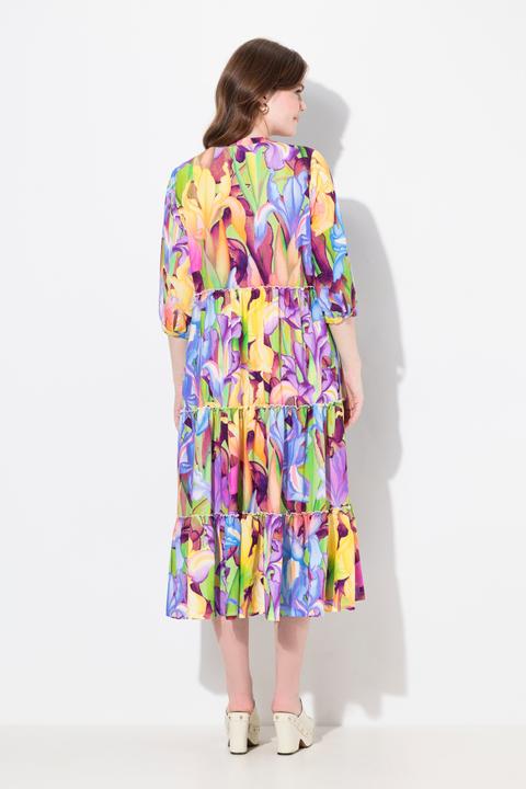 Immagine prodotto Ulla Popken Maxi abito con collo alto, scollo a V, maniche a 3/4 e bottoni (54)