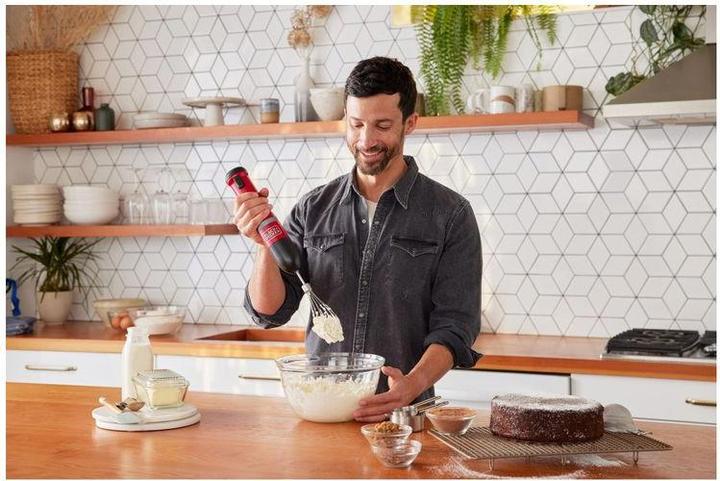 Image du produit Black & Decker Mixeur plongeant Kitchen Wand Rouge, 2 pièces