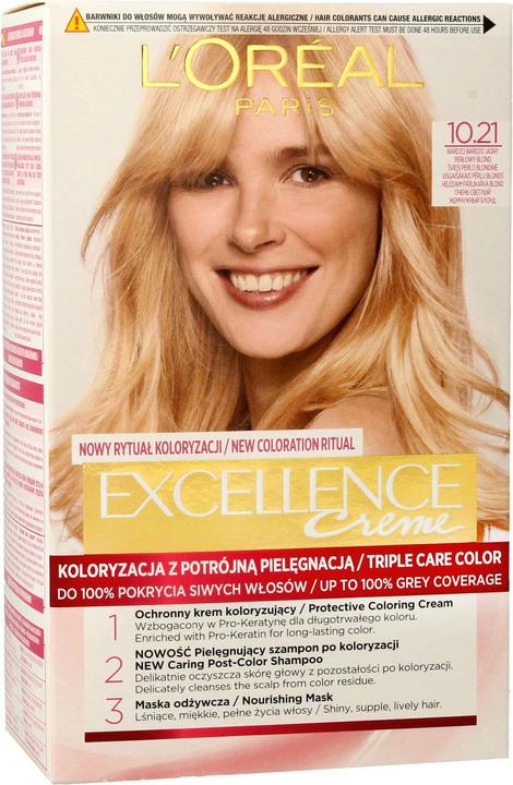 Actual product image L'Oréal Paris Loreal Excellence Cream Colour Cream 10.21 Very Light Pearl Blonde (10.21 Very light pearl blonde)