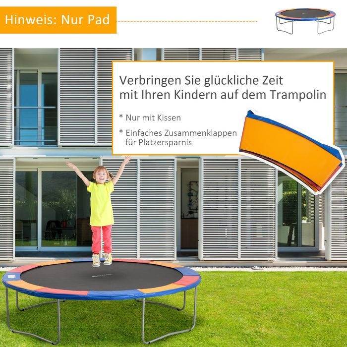 Produktbild Swisshandel24 Trampolin Randabdeckung Sicherheitsnetz 8ft 10ft 12ft 15ft Randabdeckung: Ø366 cm-Bunt (Trampolin ni