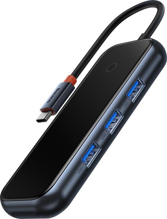 Baseus AcmeJoy 4-Port Type-C HUB AdapterType-C to USB3.0*3+Type-C PD&Data *1Dark Gray (USB-C, 4 Ports)