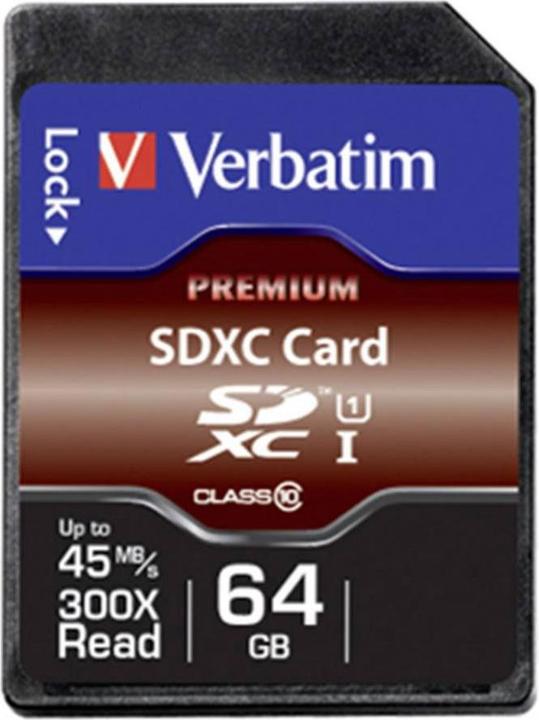 Produktbild Verbatim SDXC Card Class 10 Premium (64 GB, SDXC, U1, UHS-I)