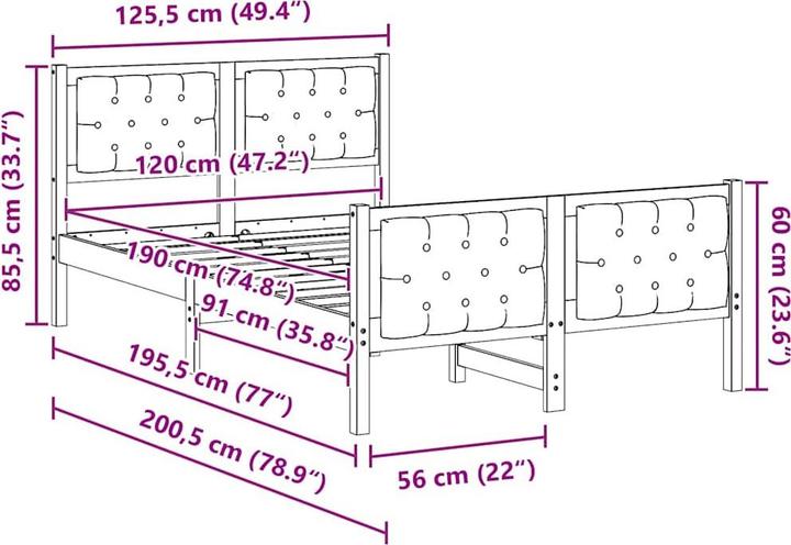 Image du produit vidaXL Modernes Bett (120 x 190 cm)