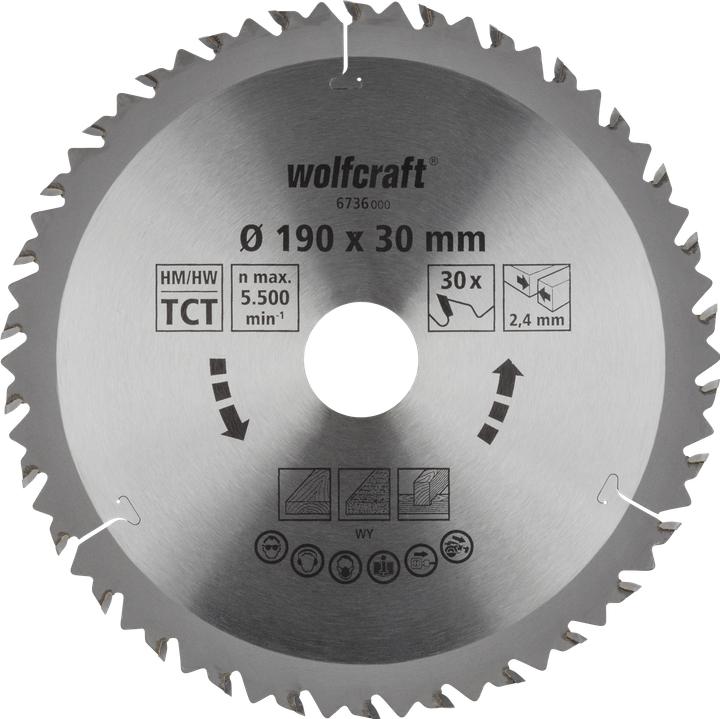 Produktbild wolfcraft 1 Kreissägeblatt HM, 30 Zähne ø190mm