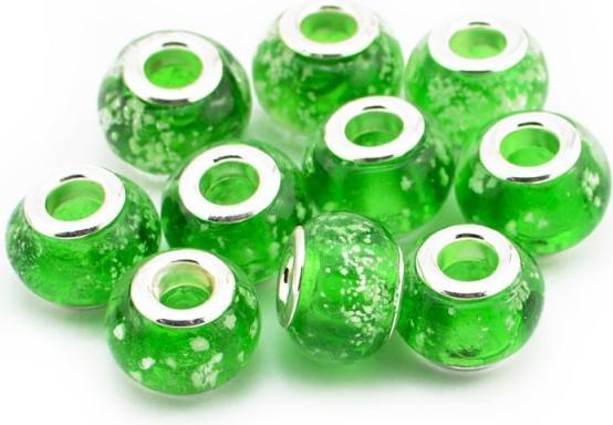 Actual product image Hermex Glass bead silver plated 925 - Green (Glass, Silver 925)