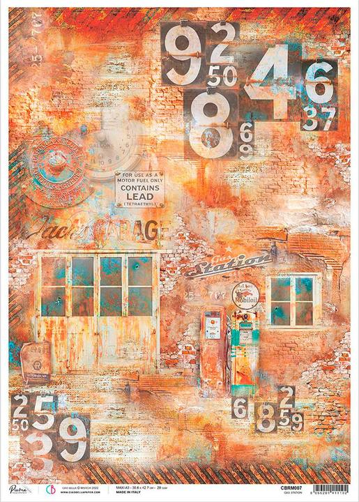 Actual product image Ciao Bella Motif Straw Silk "Jack's Garage", DIN A3 (28 g/m²)