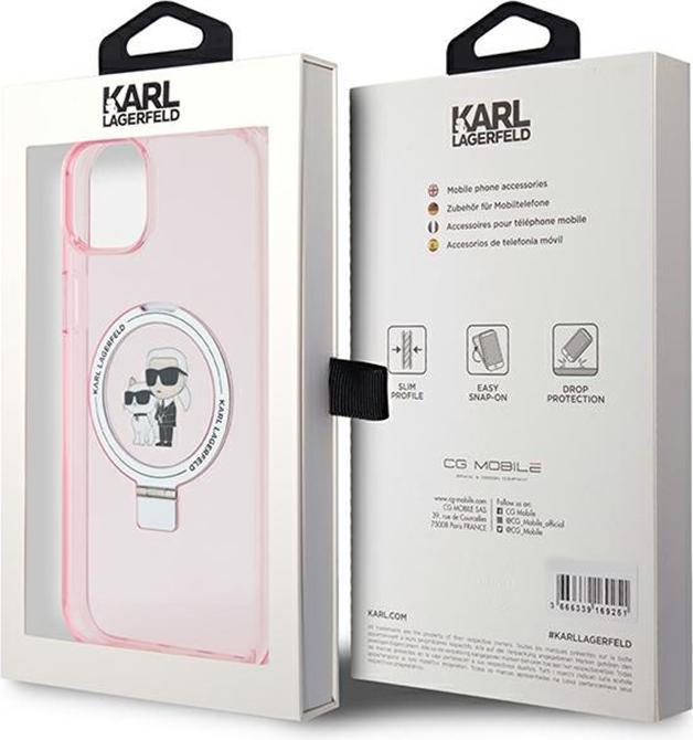 Actual product image Karl Lagerfeld KLHMP15MHMRSKCP iPhone 15 Plus 6.7" różowy/pink hardcase Ring Stand Karl&Choupettte M (Apple iPhone 15 Plus)