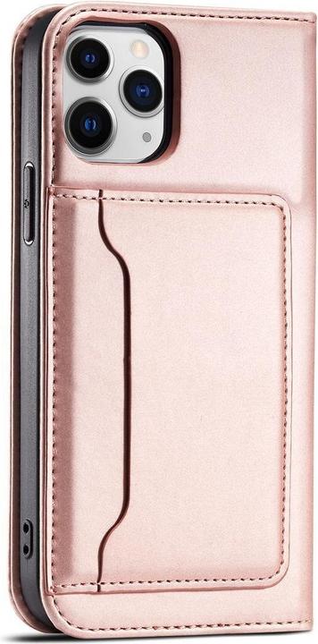 Image du produit Hurtel Etui Magnétique pour iPhone 12 Pro Pochette Portefeuille Carte Stand Rose (Apple iPhone 12 Pro)