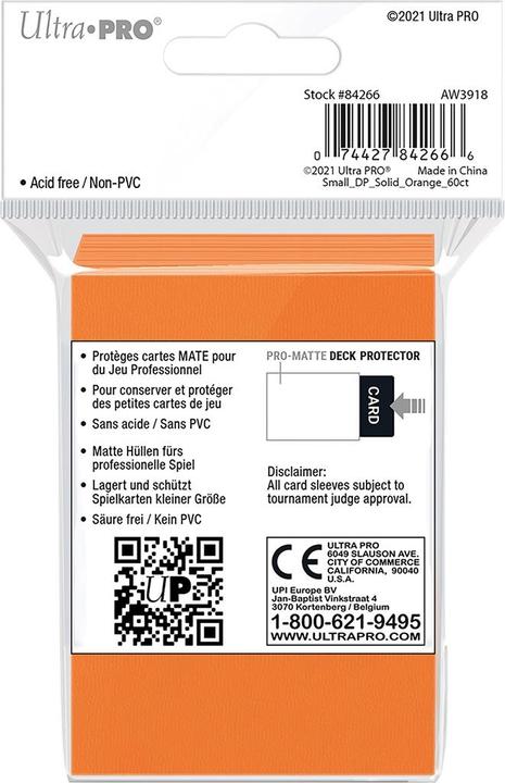 Immagine prodotto Ultra Pro Orange PRO Matte Deck Protector piccolo