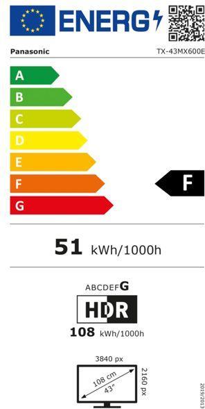 Energie-Label Panasonic TX-43MX600E (43", MX600E, LED, 4K, 2023)