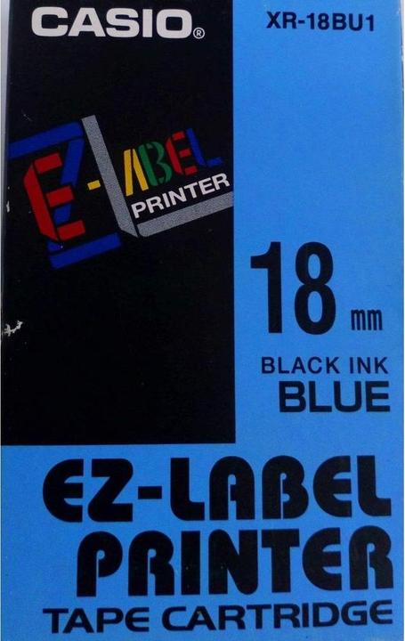 Actual product image Casio XR-18BU1 18mm black on blue, 8 metres (1.80 cm, Black, Blue)