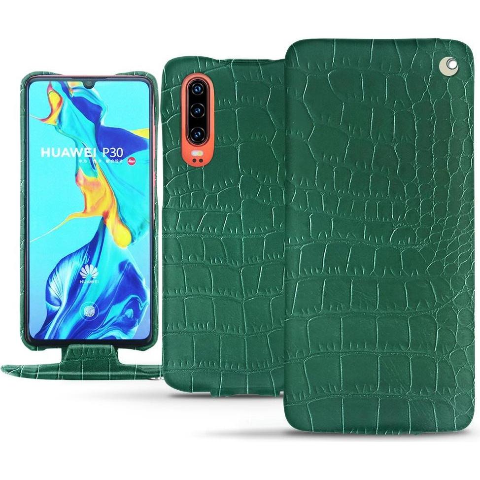 Noreve Lederschutzhülle vertikal (Huawei P30), Smartphone Hülle, Grün