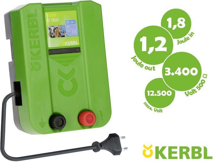 Actual product image Kerbl Electric fence energiser Titan N 1800, 1.8 J Electric fence energiser Power supply 230V