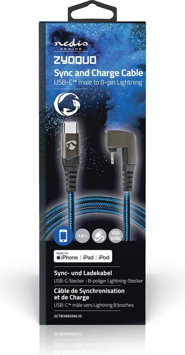 Produktbild Nedis USB-Kabel - Apple Lightning 8-Pin - USB-Typ-C ™ Stecker - Vernickelt - 1.00 m - rund - Gefloch (1 m, USB 2.0, 60 W)