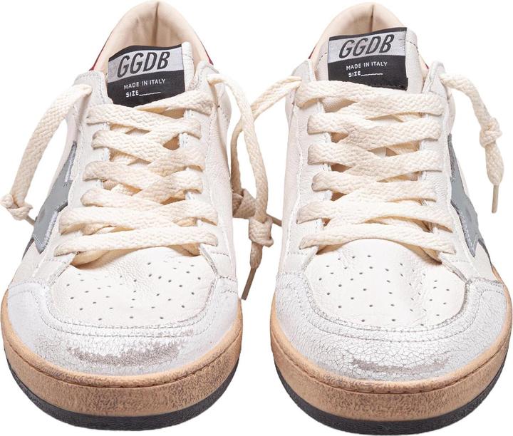 Immagine prodotto Golden Goose ball star sneakers in leather and suede color white / silver / red (41)