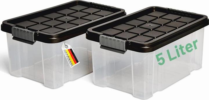 Produktbild Novaliv Aufbewahrungsbox mit Deckel 5L Anthrazit Nestbar stapelbare Plastikbox mit Clipverschluss Eu (19 cm, 5 l, 1x)