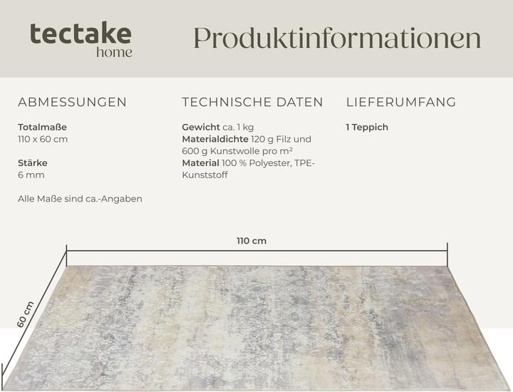 Actual product image tectake vintage designer rug Dalia, low pile (110 x 60 cm)