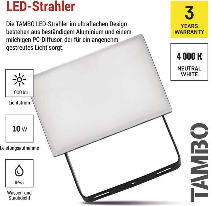 Produktbild Emos LED-Fluter TAMBO, 10 w, 1000 lm, IP65, schwarz (1000 lm, IP65)