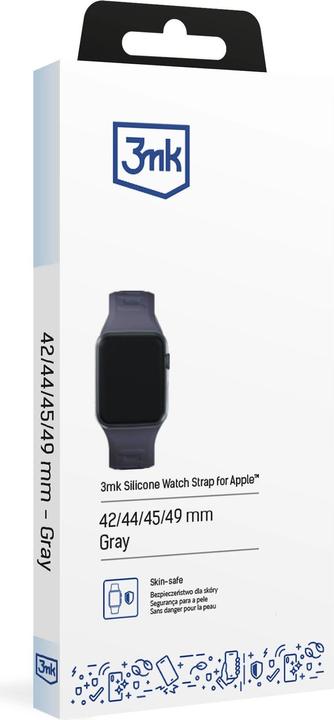 Produktbild 3MK Silicone Watch Strap szary/grey dla Apple Watch 42/44/45/49mm (Silikon, Edelstahl)